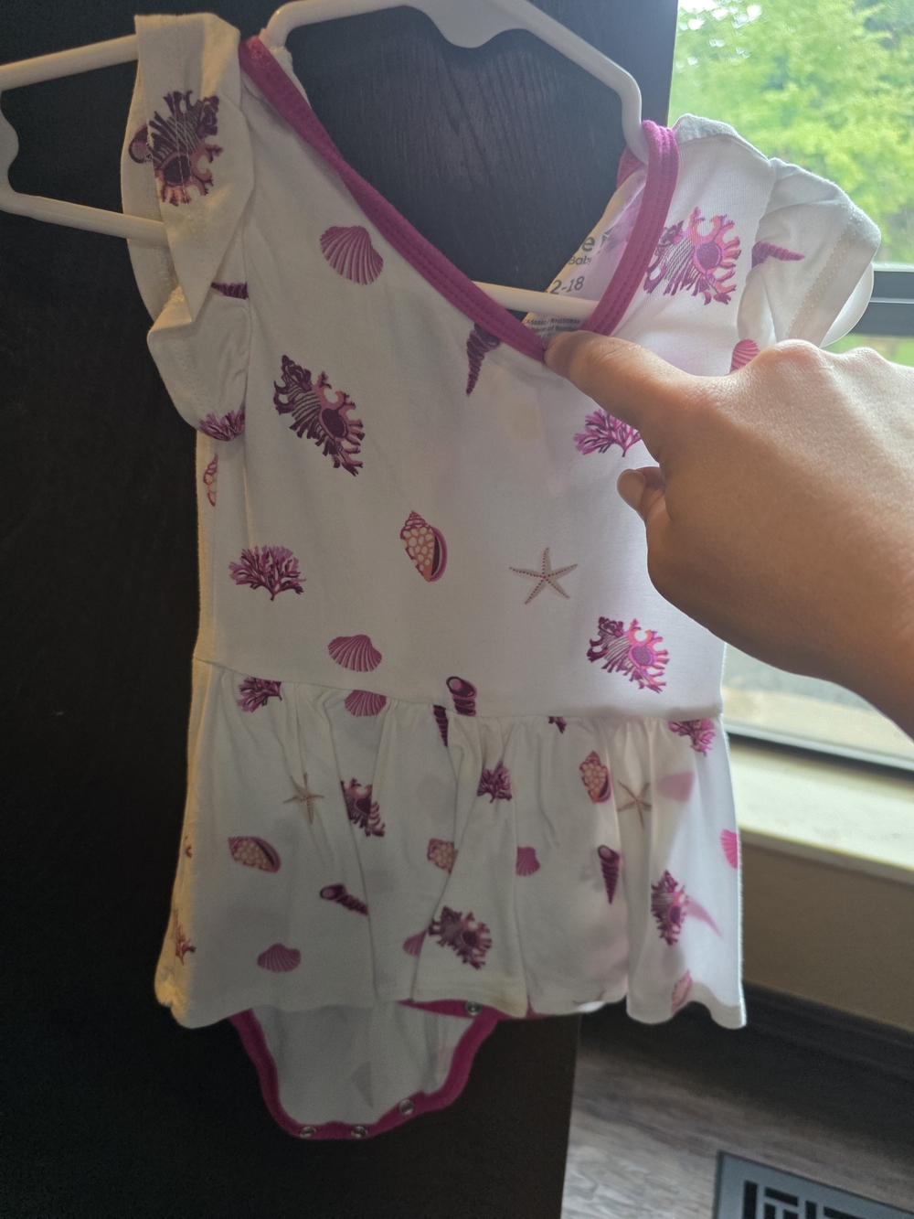 Kyte BABY White One-Piece Bodysuit with Pink Shell Print